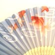 Photo2: Folding Fan 21cm　　Goldfish Blue/ 　デザイン扇子 流水金魚　青　21cm (2)